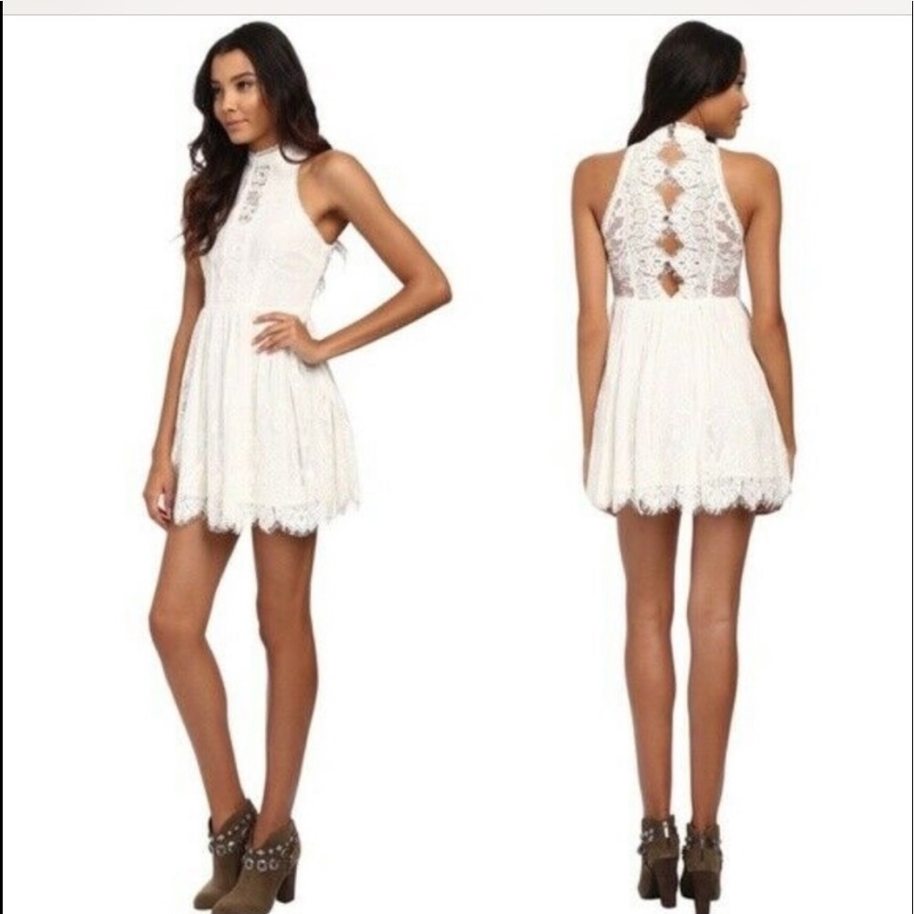 Free People Verushka Lace Halter Mini Dress 4